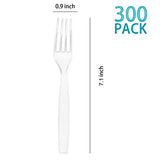 300 Count Clear Disposable Plastic Forks, Heavy Weight Disposable Forks Plastic Utensils for Parties, Picnics, Big Event, Daily Use