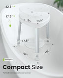 OasisSpace Adjustable Corner Shower Stool with Storage Tray, Triangle Spa Seat Bath Stool for for Small Shower, Anti-Slip and Durable Shower Chair for Shaving Legs, Waterproof