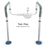 GreenChief Toilet Safety Rail, Medical Bathroom Safety Frame for Elderly, Handicap and Disabled - Adjustable Handrails for Toilet Seat Toilet Handrails Helper, 2 Additional Rubber Tips