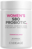 Codeage Women’s Probiotics Supplement - 50 Billion CFUs - SBO Probiotics & Prebiotics - Cranberries - Feminine Health - Fermented Botanical Blend, Whole Food Supplement - Vegan, Non-GMO - 60 Capsules