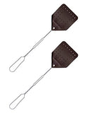 Hope Woodworking Leather Fly Swatter Set (2 Pack) – 17” Amish-Made Fly Swat w/Real Leather Paddle – Fly Swatters Multi Pack w/Metal Handle – Bug Swatter, Mosquito Swatter, Wasp Swatter (Chocolate)