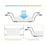 Heavy Duty Bath Bench Seat, Suspended Bath Tub Shower Chair Aluminum Alloy Bathtub Benches Bathing Seat for Elderly Adults Seniors Disabled or Injured, Length Adjustable Universal Fit, 260LBS Load