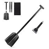 72 HRS Collapsible 4-in-1 Aluminum Compact Snow Shovel + Ice Scrapper - Snow Removal in Winter, Emergency Kit for Vehicle, Car, Van, SUV, Truck, Snowmobile, Camping, Gardening (Black, 27”-43”)