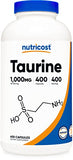 Nutricost Taurine 1000mg; 400 Capsules (2 Bottles)
