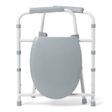 Medline 3-in-1 Steel Bedside Commode, Elongated Seat, Folding Frame, Clip on for Easy Cleaning, 350 lb Capacity