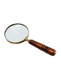 Deconoor 10X Handheld Magnifying Glass Lens, Antique Brass Magnifier, Fine Print Reading, Inspection, Coin & Stamp, Astrologer, Science, Low Sight Elderly, with Wooden Handle, Collectible Décor Gift