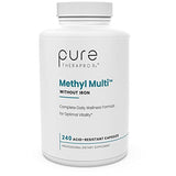 Pure Therapro Rx Methyl Multi Without Iron - 240 Vegan Capsules - Activated Vitamin Cofactors & Folate as Quatrefolic (5-MTHF), Multivitamin & Multimineral Supplement Supports Total Body Health