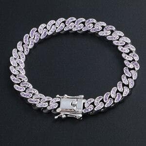 New Arrival Luxury Crystal CZ Triple Lock Bracelet Colorful Rhinestone Cuban Link Bracelet Men Hip Hop Jewlery