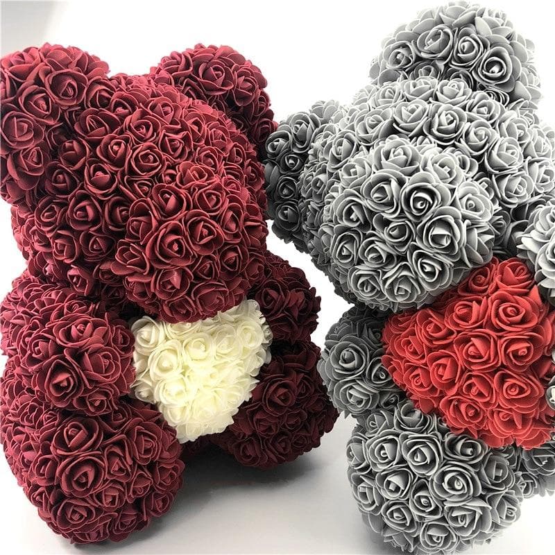 10 Inch Valentine's Day Gift Rose Teddy Bear Rose Flower Artificial Decoration Women Christmas Valentines Gift