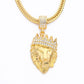 Men's Full Iced Rhinestone Crown Lion Tag necklaces pendants Hip hop Cuban Chain Hip Hop Necklace Gold Jewelry For Male
