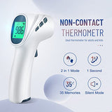 Touchless Thermometer for Adults, Digital Infrared Thermometer Gun with Fever Alarm, Forehead and Object 2 in 1 Mode, Fast Accurate Results (Gray)