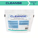 CLEANSE Deluxe Rinse Free Shampoo and Conditioning Cap – 5 Pack – Waterless Shampoo and Conditioning Shower Cap - Use Anytime, Anywhere – 3 Minutes - No Water Wash