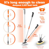 SEAOURA 7-in-1 Aquarium Cleaning Tool, Fish Tank Cleaner with Telescopic Handle,Aquarium Scraper,Adjustable Angle Brush,Gravel Rake,Plant Fork,Adjustable Angle Flat Sponge,Large Fish Net,Hose Brush