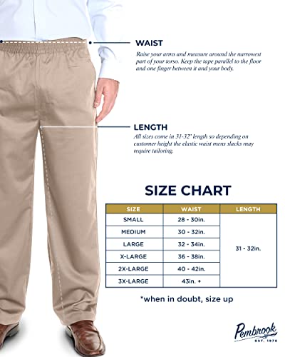 Pembrook Mens Elastic Waist Pants for Seniors - Adaptive Mens Pants for Elderly | Elastic Waist Pants for Men | Senior Elastic Waist Pants Tan