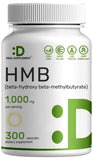 Ultra Strength HMB Supplements 1000mg Per Serving, 300 Capsules | Third Party Tested | Supports Muscle Growth, Retention & Lean Muscle Mass | Fast Workout Recovery