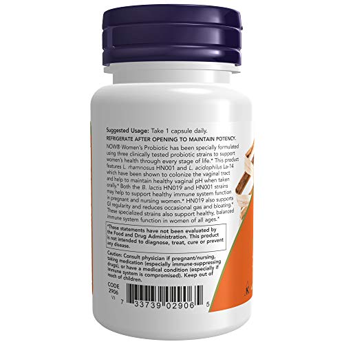 NOW Supplements, Women's Probiotic, 20 Billion, Specially Formulated using Three Clinically Tested Probiotic Strains, 50 Veg Capsules