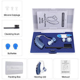 Digital Hearing Amplifier by Britzgo BHA-220. 500hr Battery Life, Modern Blue, Doctor and Audiologist Designed
