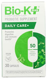 Bio-K + Daily Care Plus Probiotic Supplement Capsules for Adult Men and Women, 50 Billion Active Bacteria, Promotes Immune System Health - Vegan & Gluten-Free Delayed Release, 30 Capules/Box