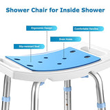 Aliseniors Shower Chair for Inside Shower - Nonslip Bath Shower Stool with Padded Seat Holes for Tub and Bathroom - Nonskid Comfortable Safe Bathing Bench for Senior Elderly Disabled and Handicap