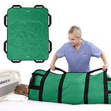 ZHEEYI Multipurpose 48" x 40" Positioning Bed Pad with Reinforced Handles - Reusable & Washable Patient Sheet for Turning, Lifting & Repositioning - Double-Sided Nylon Fabric, Green