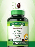 Zinc 50mg with Vitamin C | 200 Liquid Softgels | Non-GMO & Gluten Free Supplement | by Nature's Truth