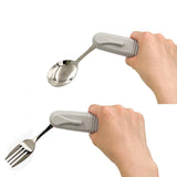 Pekokavo Adaptive Utensils Set, Angle Adjustable Arthritis Aid Silverware for Parkinsons, Hand Tremors, with Non-Slip Easy Grip Handle (4 Count (2 Spoon + 2 Fork))