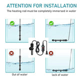 auomii Small Submersible Aquarium Heater,Adjustable Mini Fish Tank Heater 25/50/100/150/200/300 Watts with External Temperature Controller, LED Display, Smart Memory, Used for 1-60 Gallons (50W)