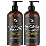 Anti Cellulite Massage Oil Natural Body Oil and Massage Oil for Massage Therapy | Infused with Collagen and Stem Cell Skin Tightening Cellulite Cream and Massage Lotion for Women 8 Fl Oz (2Pack)