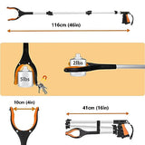 Grabber Tool 46 Inch, Foldable Grabbers for Elderly Grab It Reaching Tool with Rotating Jaw + 2 Magnets, Arm Extension Claw Grabber Pickup Tool, Trash Picker Grabber Reacher Tool Orange