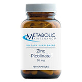 Metabolic Maintenance Zinc Picolinate - Gluten Free Ascorbic Acid & Ascorbyl Palmitate Vitamin C for Immune Support - Contains 30 Mg of Zinc Per Serving (100 Capsules)