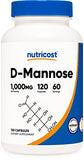 Nutricost D-Mannose 1000mg Per Serving, 120 Capsules - 500mg Per Capsule, Urinary Tract Health, Non-GMO and Gluten Free