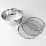 Wazakura Soil Sifter for Gardening and Bonsai 3PCS Set, 8-1/4 in (210mm) Stainless Steel Fine Mesh Sieve for Topsoil, Akadama Soil, Fine Sand, Worm Castings. Portable Garden Sieve & Compost Sifter