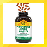 Country Life Phosphatidyl Choline Complex, Promotes Healthy Cognitive Function, 1200mg, 200 Softgels, Certified Gluten Free