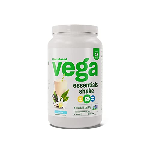 Vega Essentials Plant Based Protein Powder, Vanilla - Vegan, Superfood, Vitamins, Antioxidants, Keto, Low Carb, Dairy Free, Gluten Free, Pea Protein for Women & Men, 1.3 lbs (Packaging May Vary)