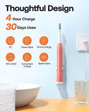 Bitvae Ultrasonic Electric Toothbrush with 8 Brush Heads for Adults and Kids, Rechargeable Travel Toothbrush with a Holder, 5 Modes, Smart Timer, Living Coral D2