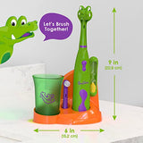 Brusheez® Kids’ Electric Toothbrush Set - Safe & Effective for Ages 3+ - Parent Tested & Approved with Gentle Bristles, 2 Brush Heads, Rinse Cup, 2-Minute Timer, & Storage Base (Snappy The Croc)