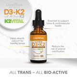 Vitamin D3 with K2 liquid drops, all natural, non-gmo, 1208iu D3 and 25mcg K2 (mk7) per serving, support your bones, immune system and energy levels, with or without peppermint oil