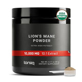 10,000mg 10x Concentrated Ultra High Strength Organic Lions Mane Powder - Made with Lions Mane Mushroom - 30% Polysaccharides - Highly Concentrated and Bioavailable - 90g Lions Mane Supplement Powder