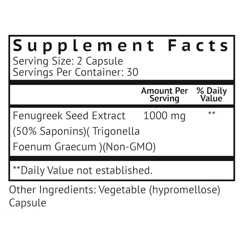 VitaMonk FenuTrax™ Fenugreek Extract Powerful 50% Fenugreek Seed Extract Standardized for Fenuside - High Furostanol Glycoside and Saponin Content When Compared to Testofen - 60 Capsules