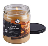 Pumpkin Spice Odor Eliminating Highly Fragranced Candle - Eliminates 95% of Pet, Smoke, Food, and Other Smells Quickly - Up to 80 Hour Burn time - 12 Ounce Premium Soy Blend