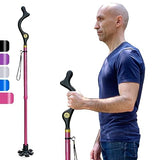 Honmido Walking Cane Foldable for Men & Women Seniors for Balance,Self Standing Folding Cane,Height Adjustable Anti-Slip Lightweight Alloy Walking Stick Collapsable for Travel Mobility Aid (Pink)