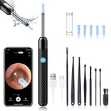 Ear Wax Removal - Earwax Remover Tool with 8 Pcs Ear Set - Ear Cleaner with Camera - Earwax Removal Kit with Light - Ear Camera with 6 Ear Spoon - Ear Cleaner for iOS & Android (Black)