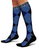 SB SOX Compression Socks (20-30mmHg) for Men & Women – Best Compression Socks for All Day Wear, Better Blood Flow, Swelling! (Large, Dress-Blue Argyle)