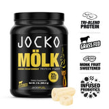 Jocko Mölk Whey Protein Powder (Banana Cream) - Keto, Probiotics, Grass Fed, Digestive Enzymes, Amino Acids, Sugar Free Monk Fruit Blend - Supports Muscle Recovery & Growth - 31 Servings (Old 2lb Tub)