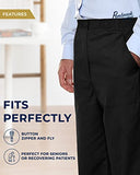 Pembrook Mens Elastic Waist Pants for Seniors - Adaptive Mens Pants for Elderly with Zipper and Button | Elastic Waist Pants for Men | Senior Elastic Waist Pants Black