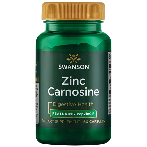 Swanson Zinc Carnosine (PepZinGI) - 60 Capsules - Natural Supplement for Gastric Health, Digestive Support, and Stomach Microbial Balance