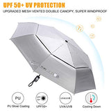 G4Free UPF 50+ UV Protection Travel Umbrella 46 Inch Windproof Silver Coating Sun Blocking Umbrella (Silver/Black)