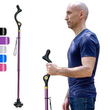 Honmido Walking Cane Foldable for Men & Women Seniors for Balance,Self Standing Folding Cane,Height Adjustable Anti-Slip Lightweight Alloy Walking Stick Collapsable for Travel Mobility Aid (Purple)