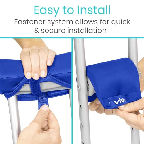 Vive Premium Crutch Pads & Hand Grips - Comfortable, Breathable, Machine Washable Padding - Moisture Wicking & Odor Reducing Pillow Accessory Covers for Adult & Youth Walking Crutches