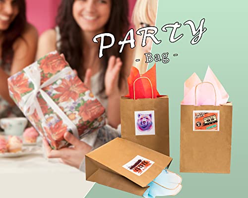 RACETOP Brown Paper Bags with Handles Bulk, 100Pcs, 8x4.5x10.8Inches, Gift Bags, Brown Kraft Paper Bags, Gift Bags Bulk, Retail Bags, Party Bags, Shopping Bags, Favor Bags